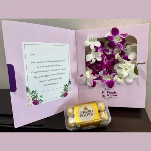 Congratulations, flower box with Ferrero Rocher (16 Chocolates)