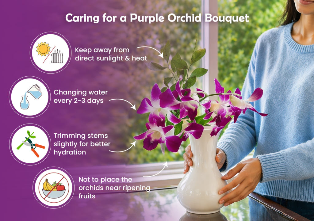 purple orchids bouquet