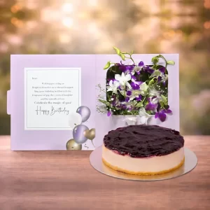 Orchid Birthday Greeting Flower Box-2 with Cake Combo