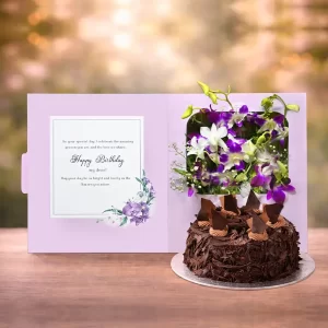 Orchid Birthday Greeting Flower Box-1 with Cake Combo