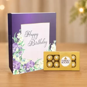 Orchid Birthday Greeting Flower Box-1 with Chocolate Combo